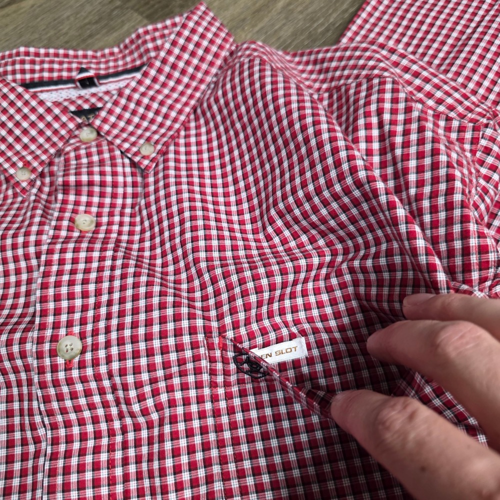 Ariat Mens XXL Porter LS Shirt Red White Gingham Pro Series Button Down 10047166 - Picture 4 of 9